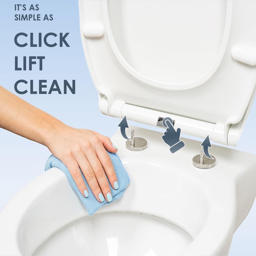 White Duroplast Toilet Seat Soft Close Oval Shape Quick Release Easy Clean