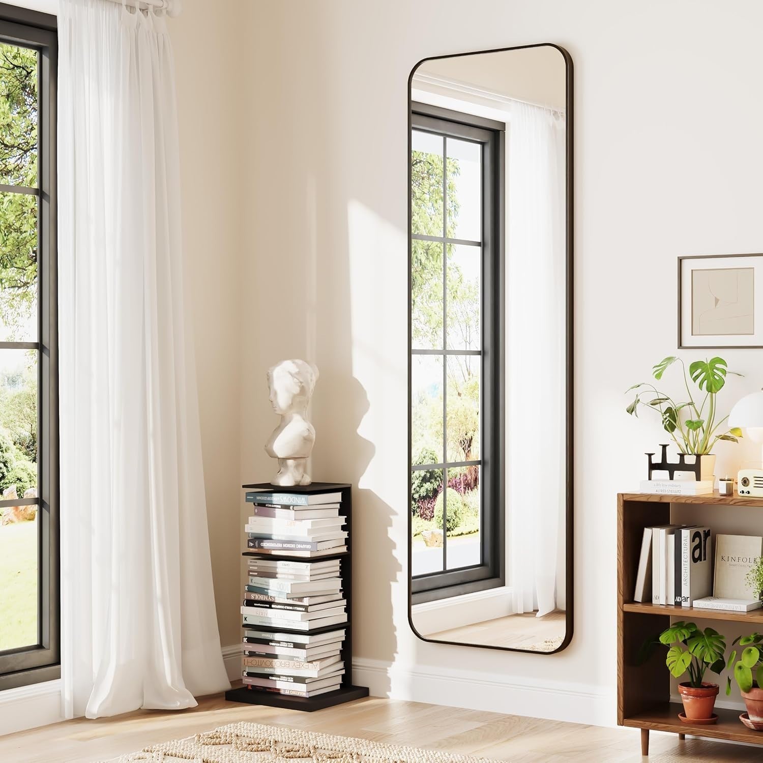 Large Full-Length Rectangular Floor Mirror 160x50cm, Rounded Corners, Freestandi