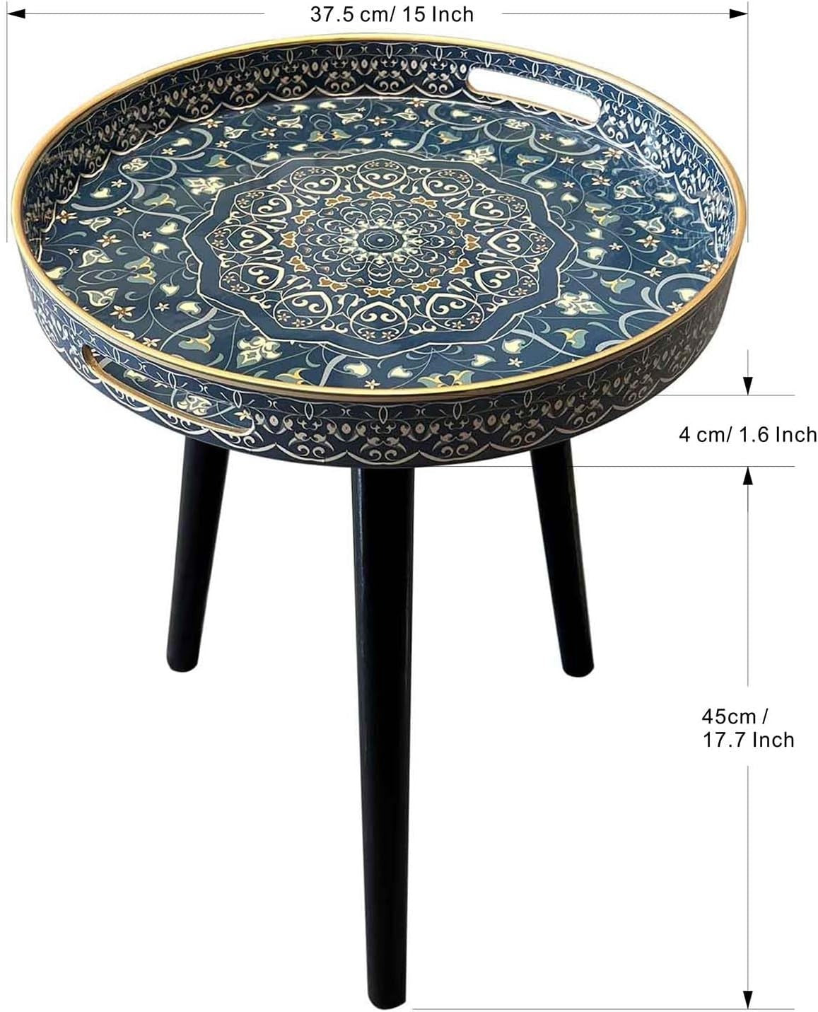 Round Outdoor Side Table with Detachable Legs – 50x38x38cm Blue Maze