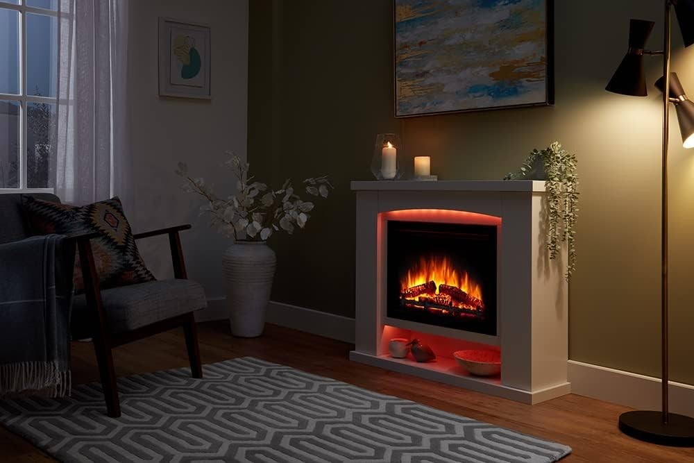 Electric Fireplace 39" Realistic Flame Effect Remote Control Wall Mount