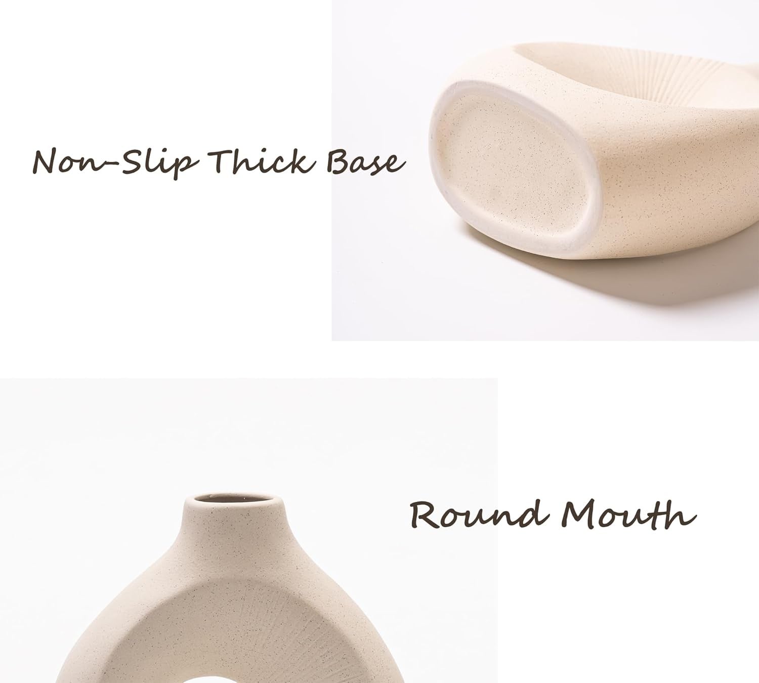 Ceramic Vase Set of 2 Minimalist Hollow White Pampas Flower Vases Decor