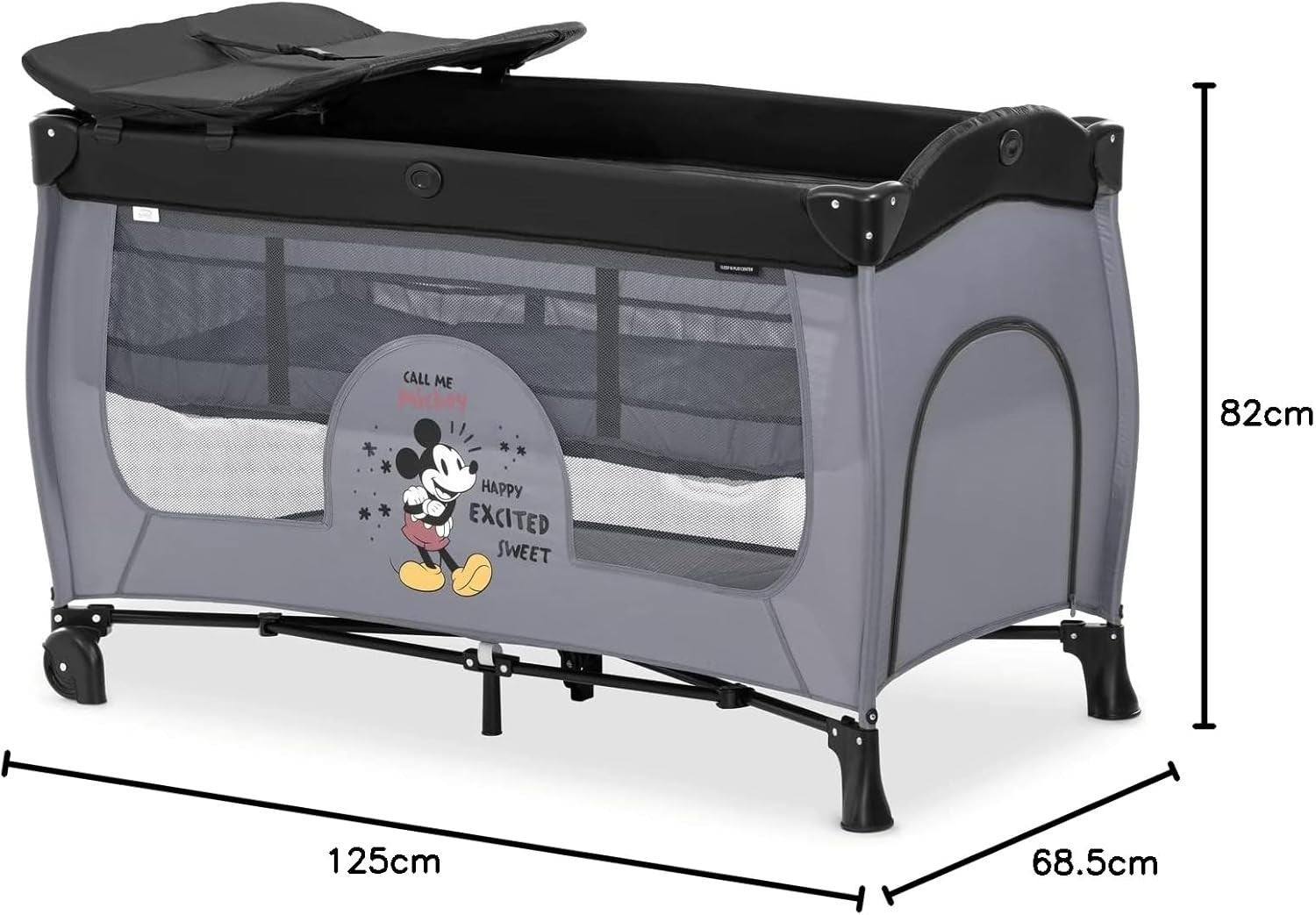 Travel Cot Changing Mat Wheels Storage Bag Newborn Bed Foldable 120x60cm Grey