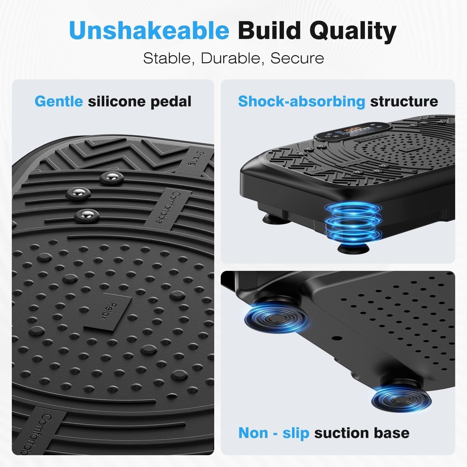 Vibration Plate Exercise Machine 199 Speeds 7 Modes 220KG Bluetooth