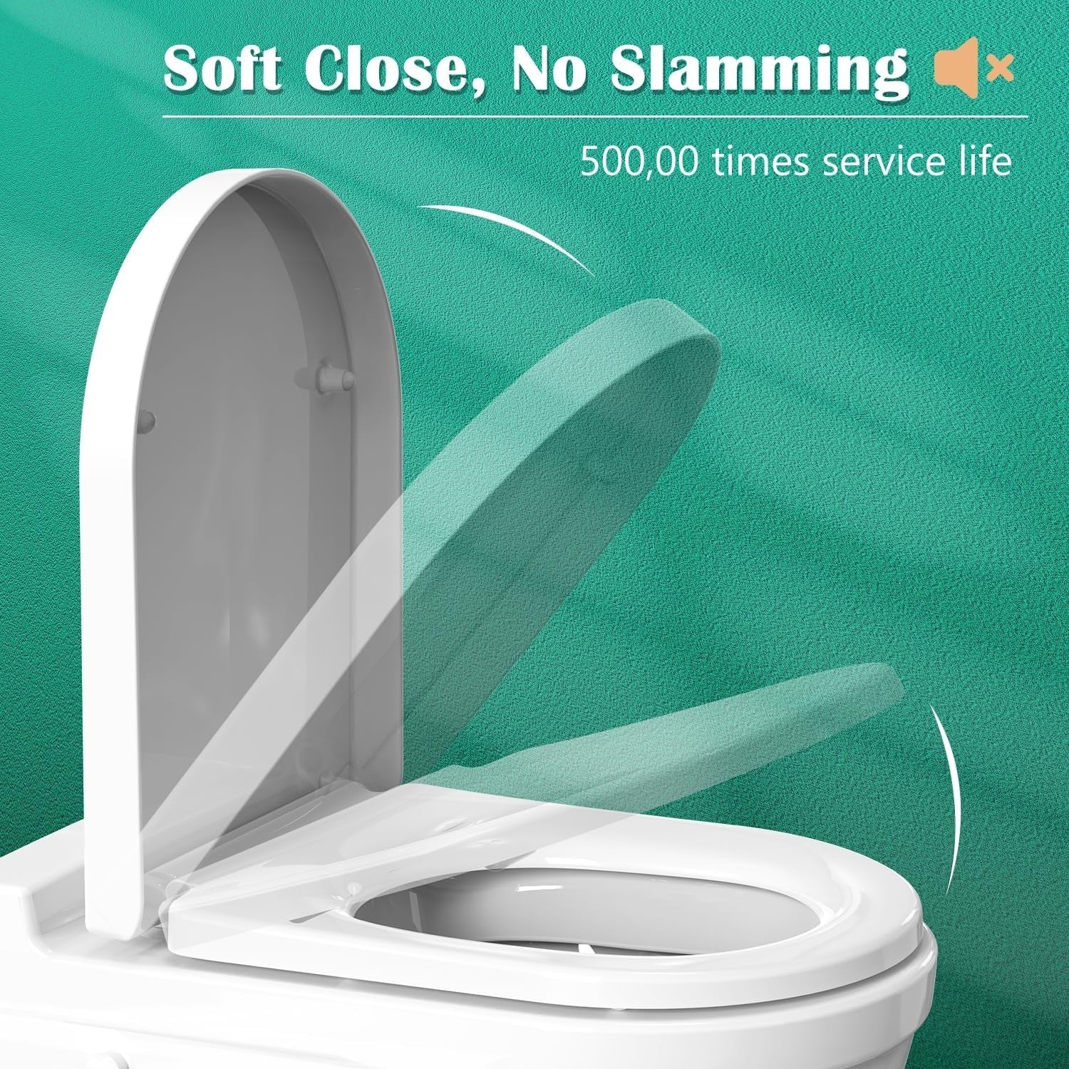 D Shape Soft Close Toilet Seat White Quick Release Antibacterial PP 46.6x36cm