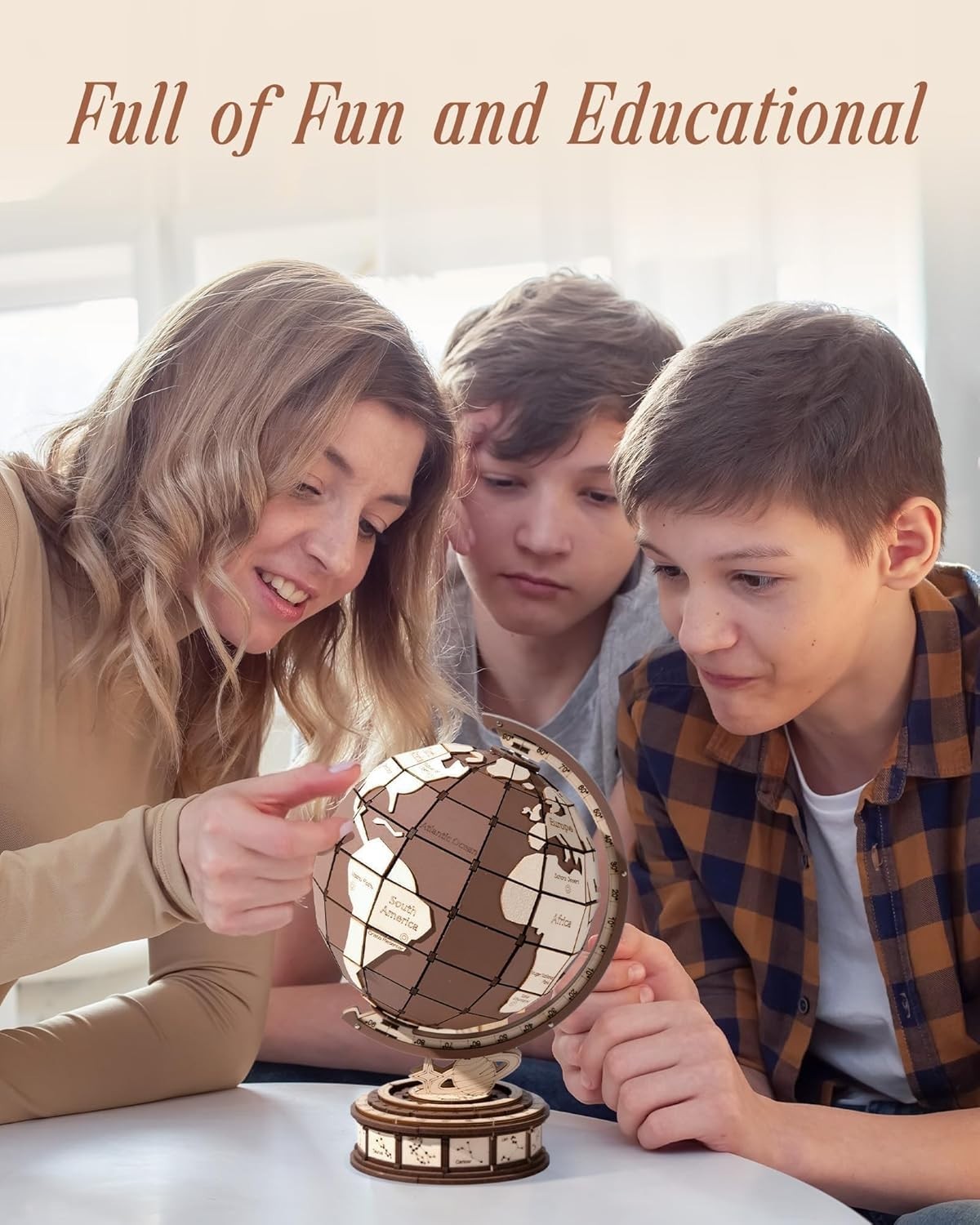 Wooden Globe 3D Puzzle Model Kit Adults Build Decor Gift Craft DIY