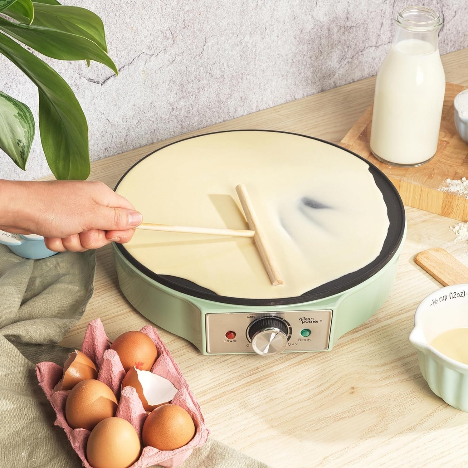 30cm Electric Crepe Maker, Non Stick Hotplate, Adjustable Temp, Spreader Include