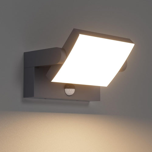 24W Outdoor Waterproof LED Wall Light with Motion Sensor & Swivel Panel Warm
