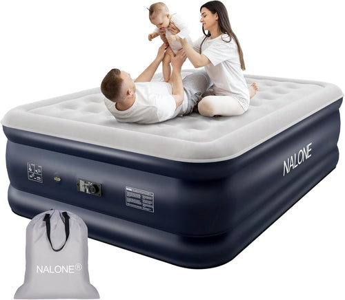 King Air Mattress with Built-In Pump, Flocked Surface & Quick Inflate