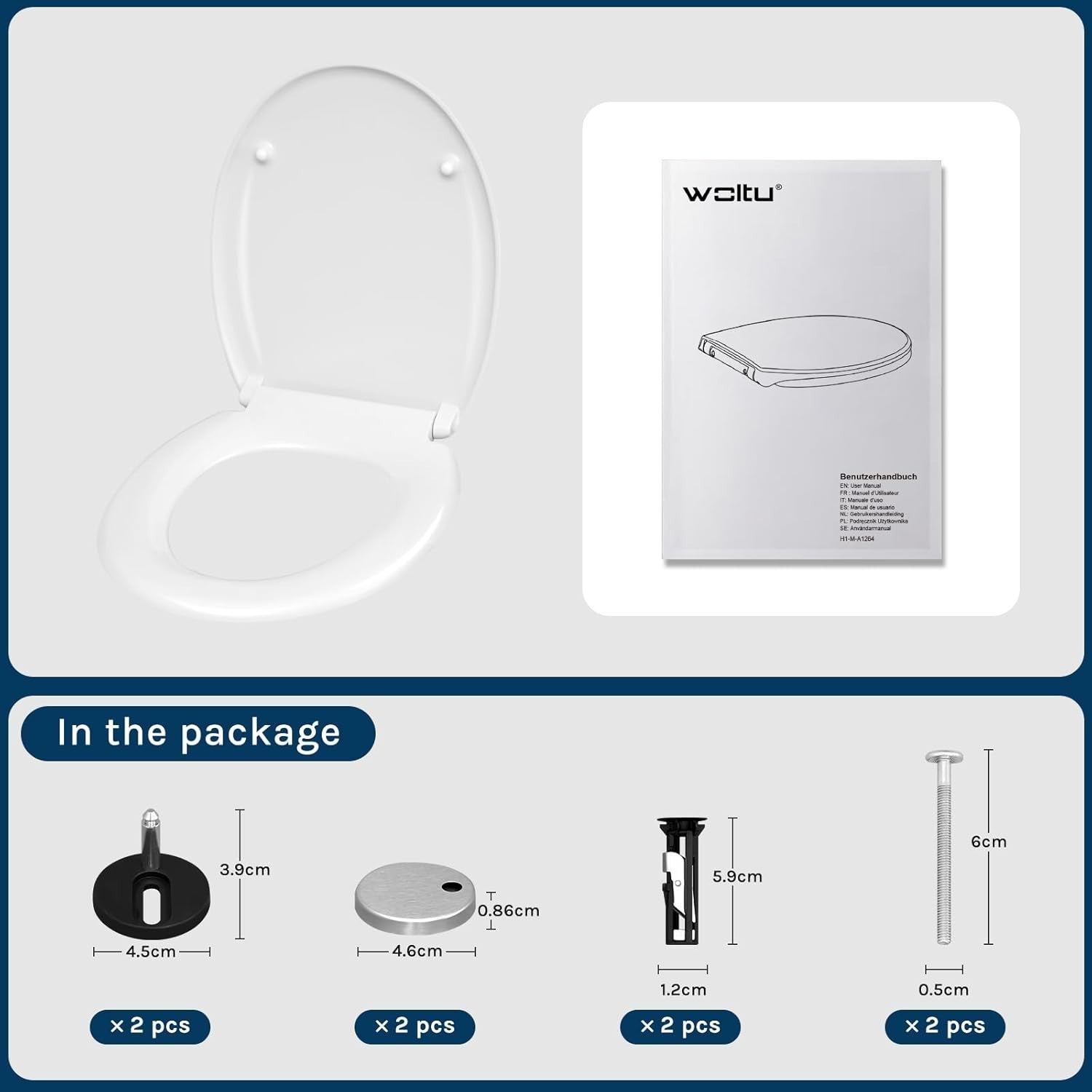 Soft Close Toilet Seat O-Shape Duroplast Quick Release Adjustable Hinges White