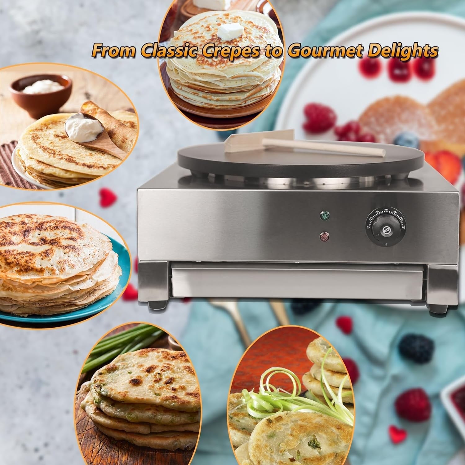 Commercial Electric Crepe Maker 40cm Non-Stick Hotplate Pro Pancake Machine