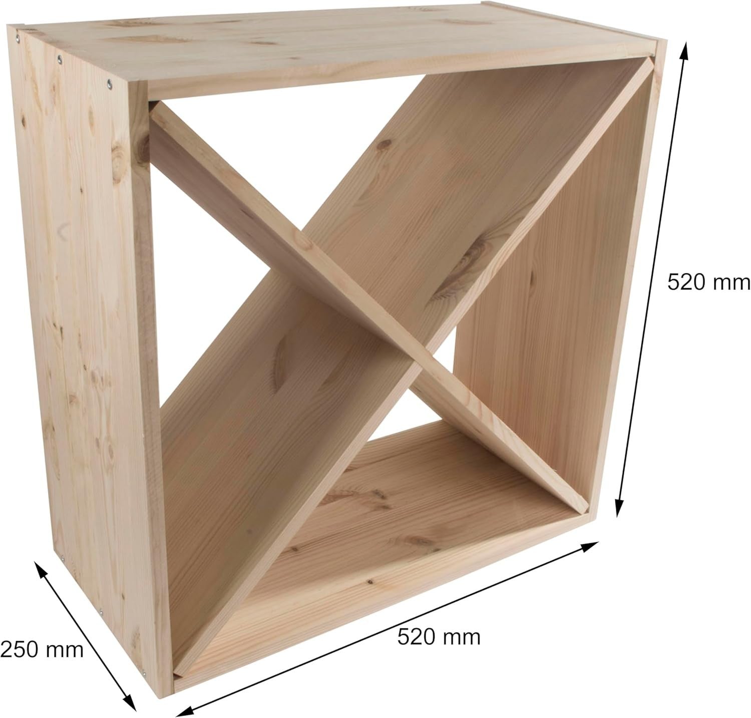 24 Bottle Wooden Wine Rack Solid Pine Freestanding Cube Storage Shelf Rustic