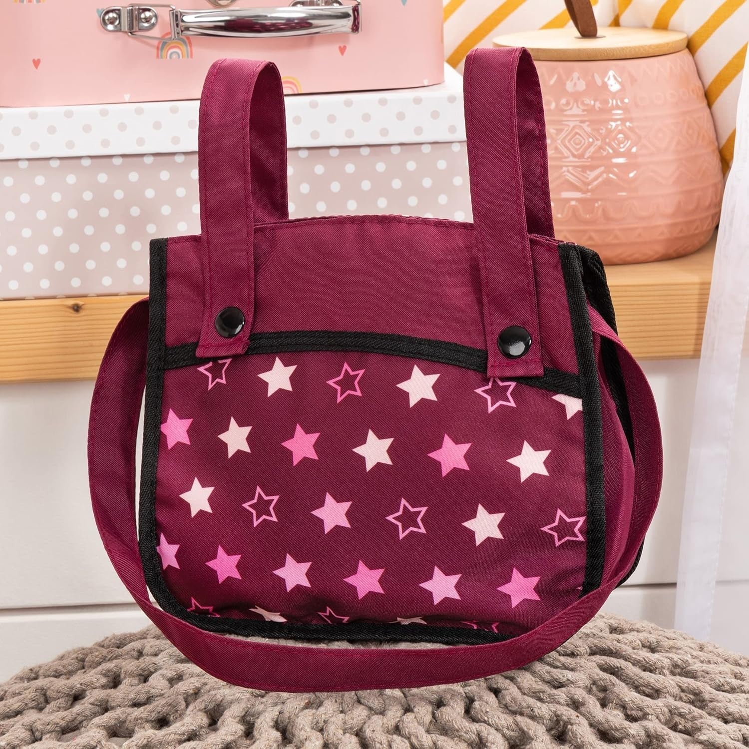 Double Dolls Stroller Carriage Foldable Adjustable Handle Basket Bag