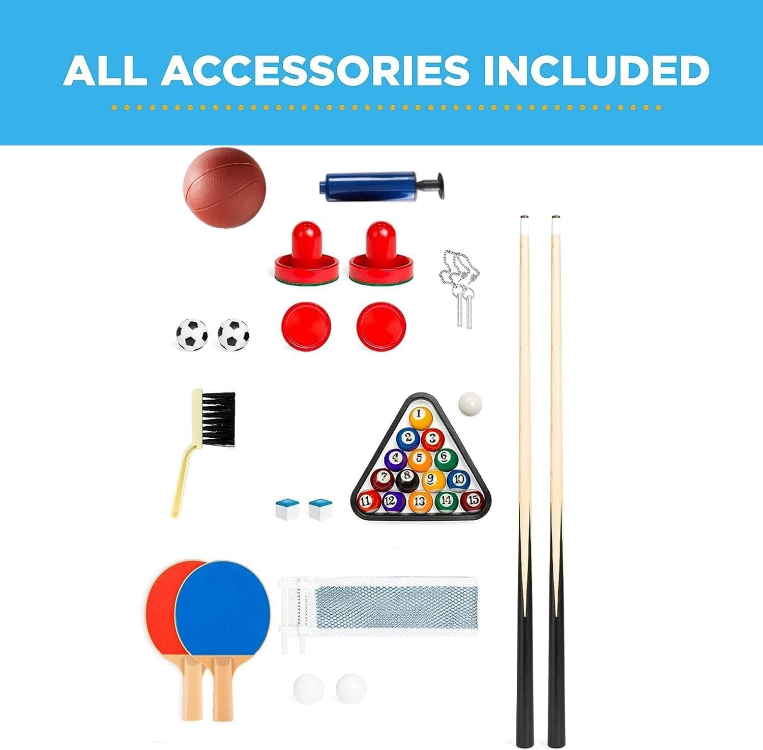 5 in 1 Multi Game Table 4ft Kids Pool Foosball Air Hockey Ping Pong
