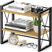 Black Wood Desk Shelf – Decorative Desktop Organizer w/ Hollow Side Panels