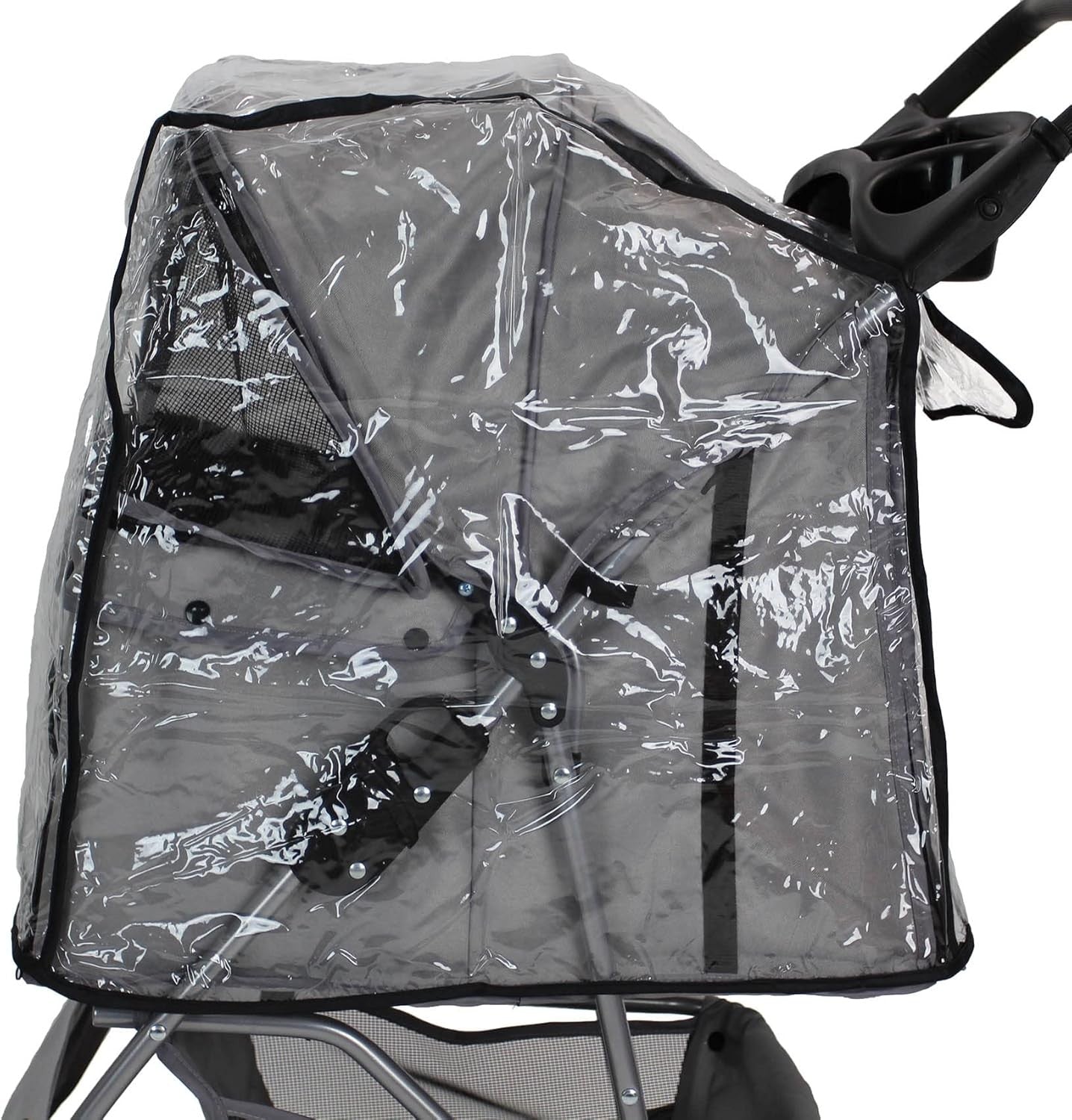 Pet Travel Stroller Dog Cat Pushchair Foldable Swivel 15kg + Rain Cover