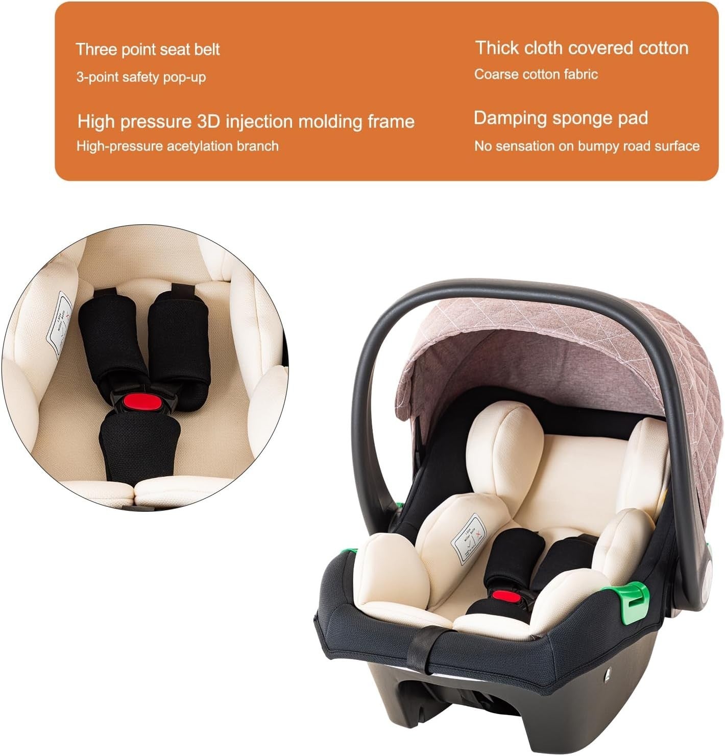 Compact 3in1 Baby Pram Pushchair System Adjustable Handle Foldable 22kg