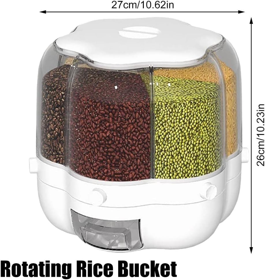 6 Grid 360° Rotating Rice Dispenser Airtight 6.5KG