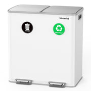 60L Double Kitchen Bin 2x30L White Soft Close Recycling