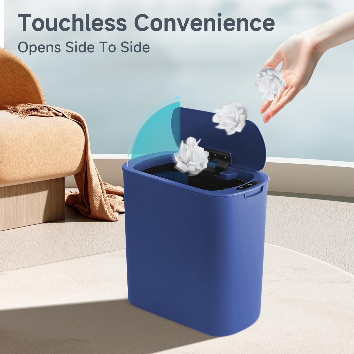 Automatic Touchless Bathroom Bin 2.6 Gallon Slim Motion Sensor Blue