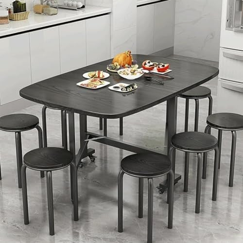 Extendable Drop Leaf Dining Table with Wheels – Space-Saving Kitchen Table