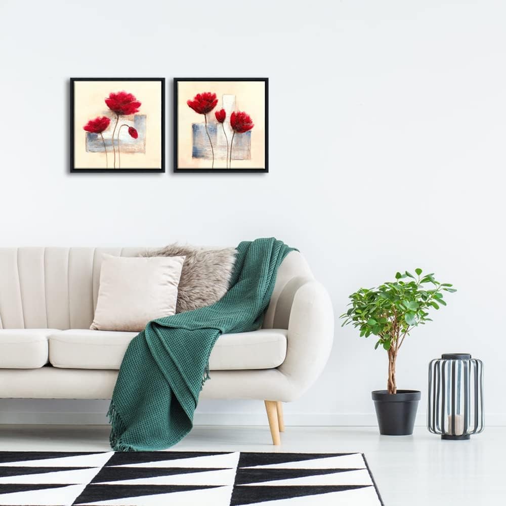 2‑Panel Abstract Floral Canvas Wall Art 12×12 in Each Modern Decor Wall Art