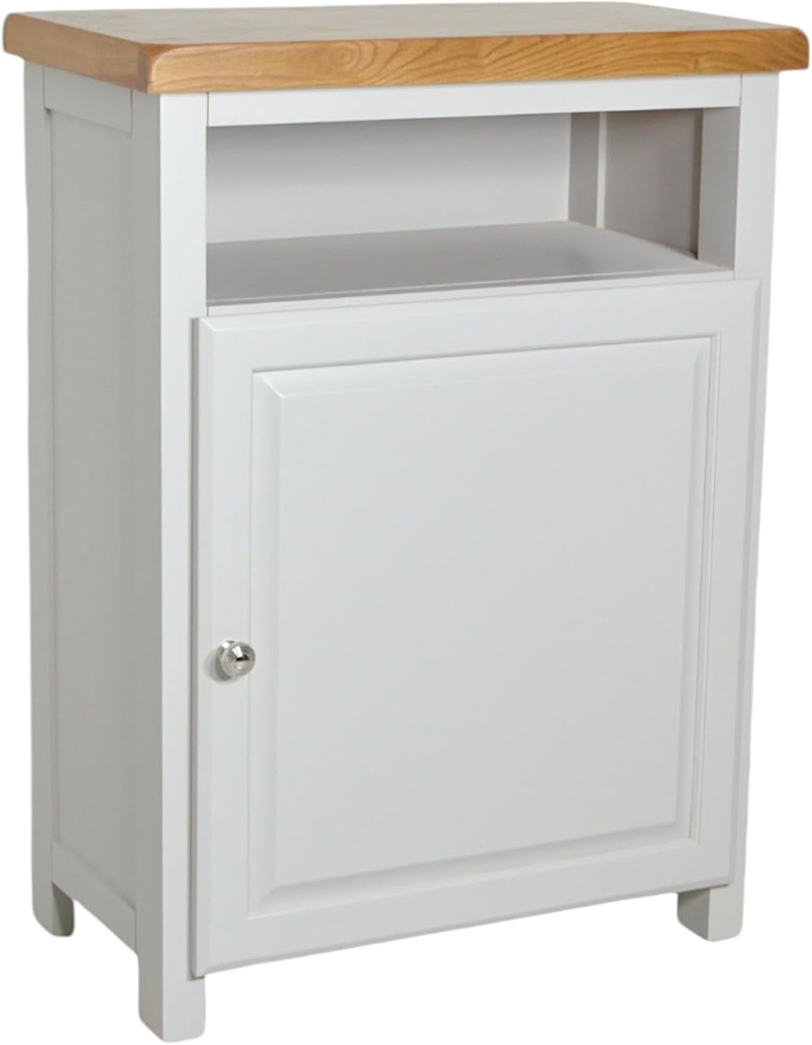 Painted Shoe Storage Cabinet with Oak Top Grey Hallway Cupboard 64x35x88cm
