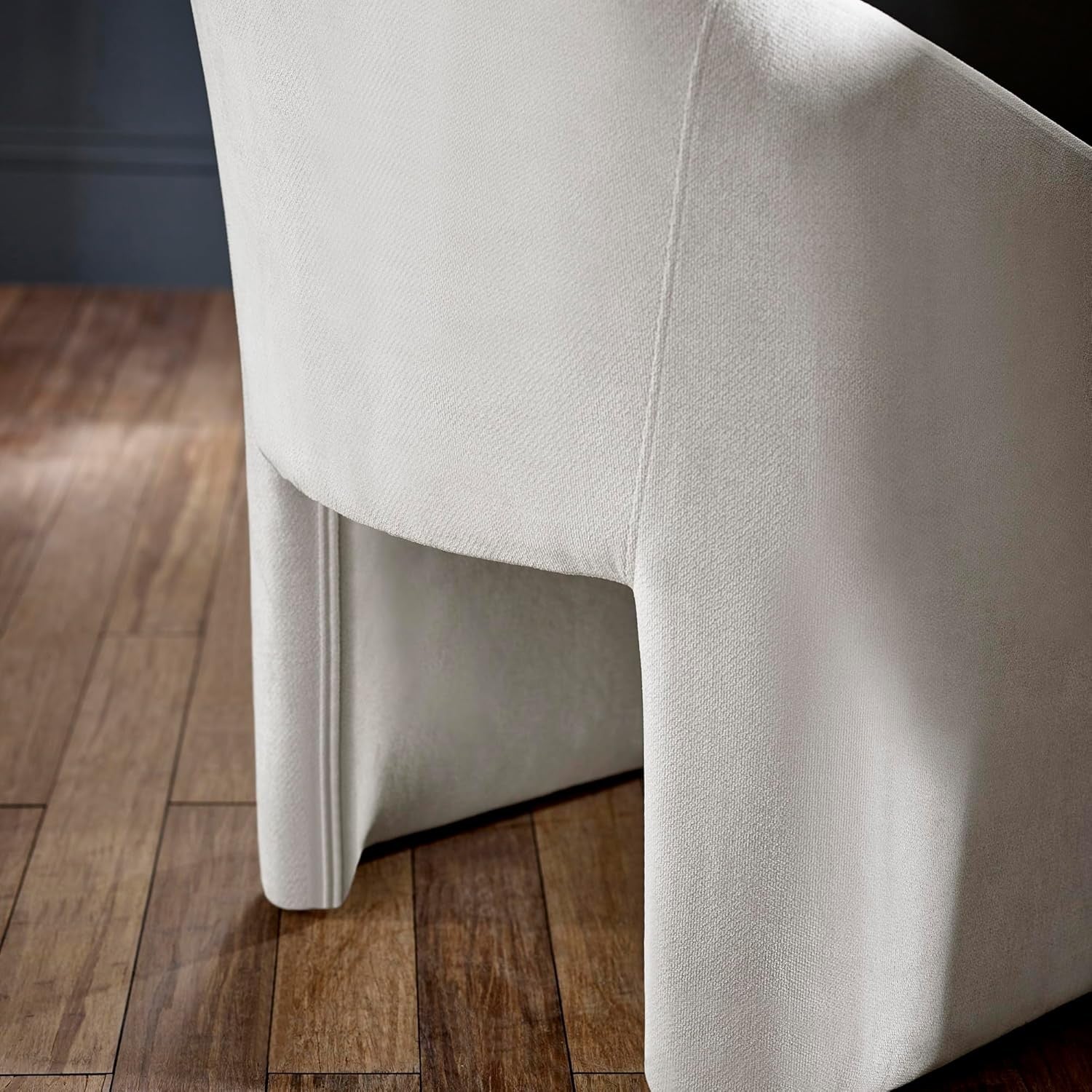 Cream Chenille Tub Dining Chair Upholstered Accent Armchair