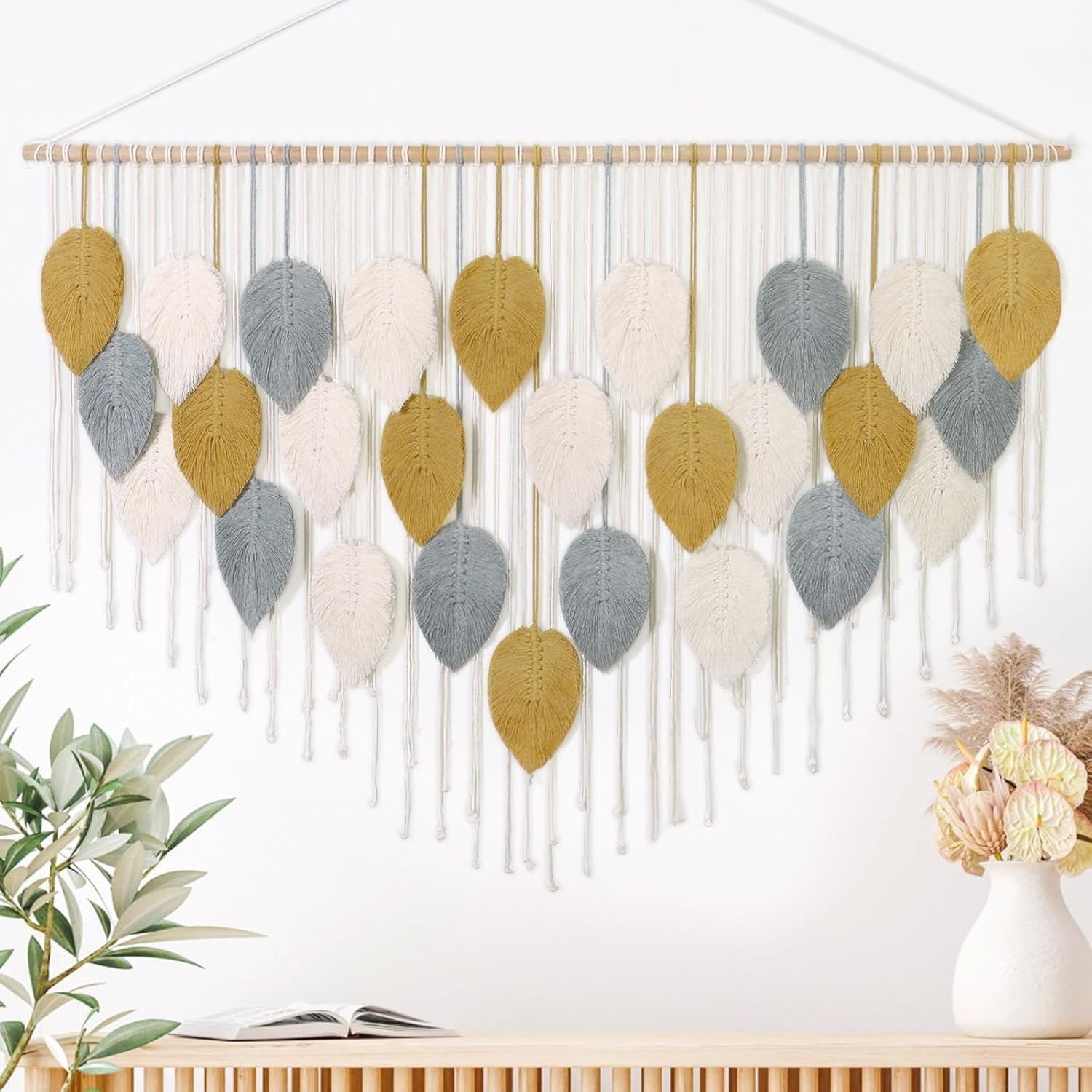 Large Boho Macrame Wall Hanging 51.5"x33.5" Woven Tapestry Decor