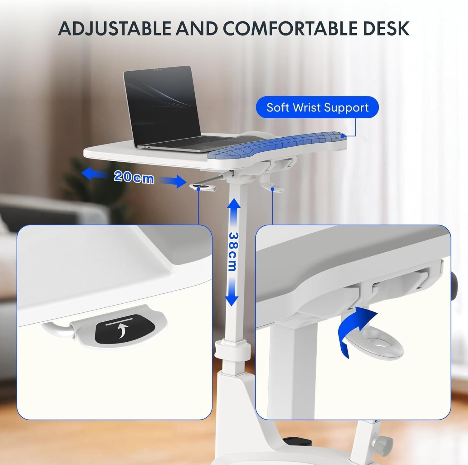 3-in-1 Indoor Desk Exercise Bike w/ Adjustable Seat, Quiet Pedals & Workstation