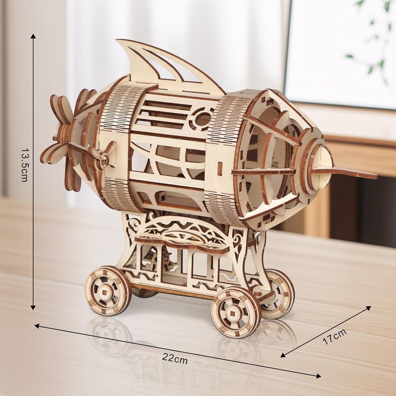 3D Wooden Airship Puzzle Model DIY Craft Kit for Adults - Creative Home Decor