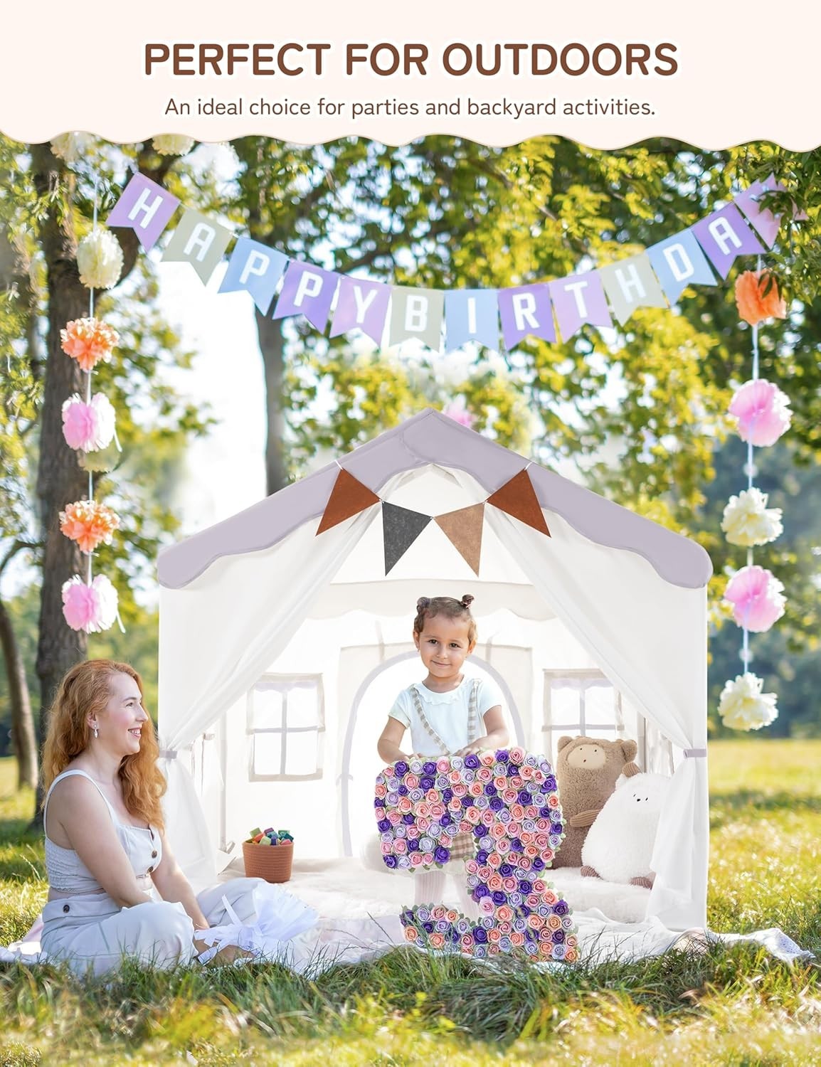 Kids 2in1 Play Tent Bed Tent with Lights Padded Princess Castle