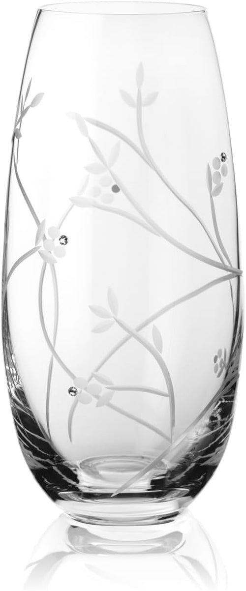 Crystal Glass Flower Vase Leaf Design 25cm Luxury Table Centrepiece