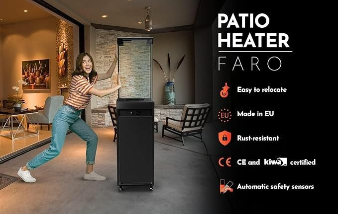 Outdoor Gas Patio Heater 8kW Smokeless Propane Fireplace Freestanding