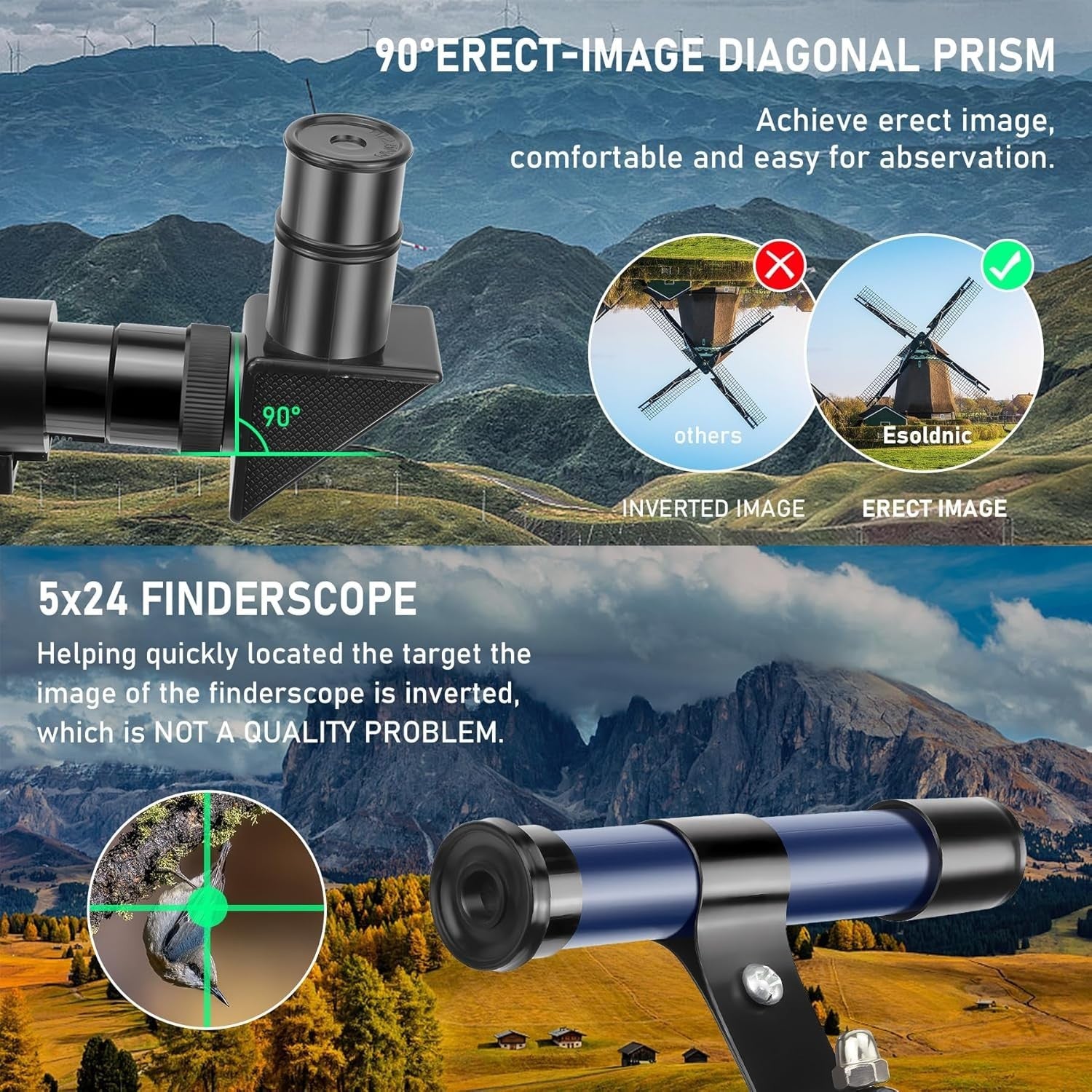 50mm Kids Telescope with Tripod, 90X Magnification & 3 Eyepieces