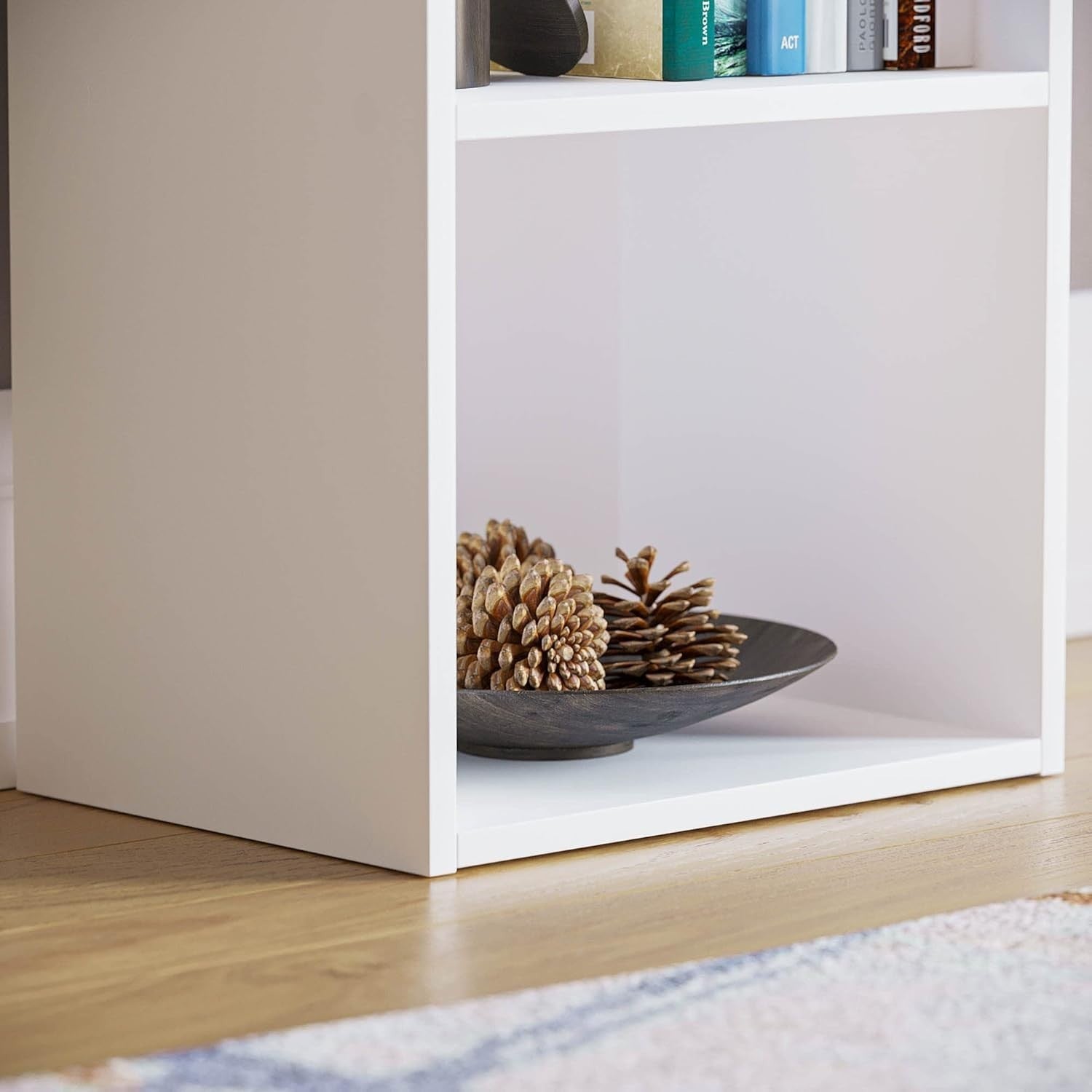 4 Tier White Wooden Cube Bookcase Small Storage Shelf for Living Room Office