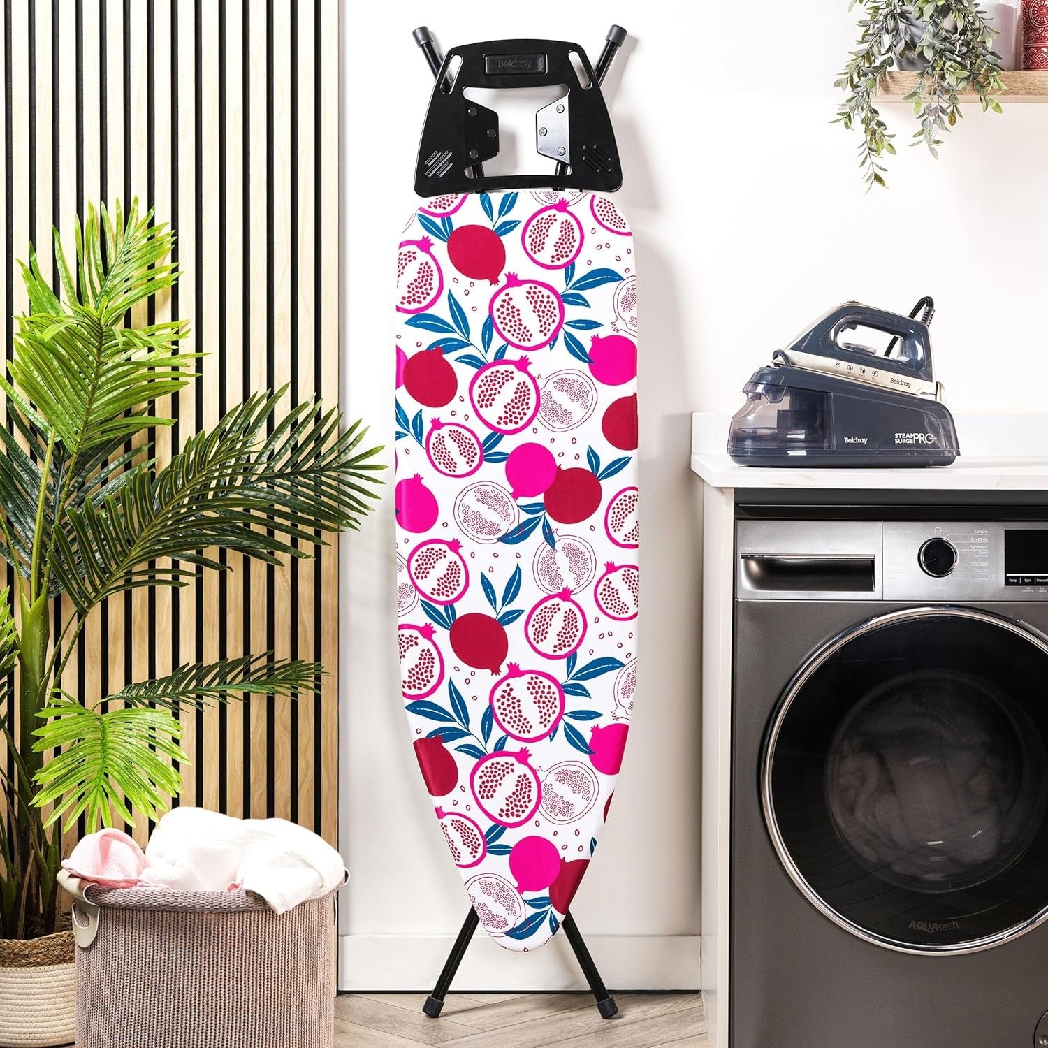 Adjustable Folding Ironing Board 122x38cm Heat Reflective Red Pattern