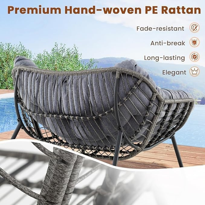 Luxury Rattan Egg Rocking Chair w/ Cushion Indoor Outdoor Patio Lounge