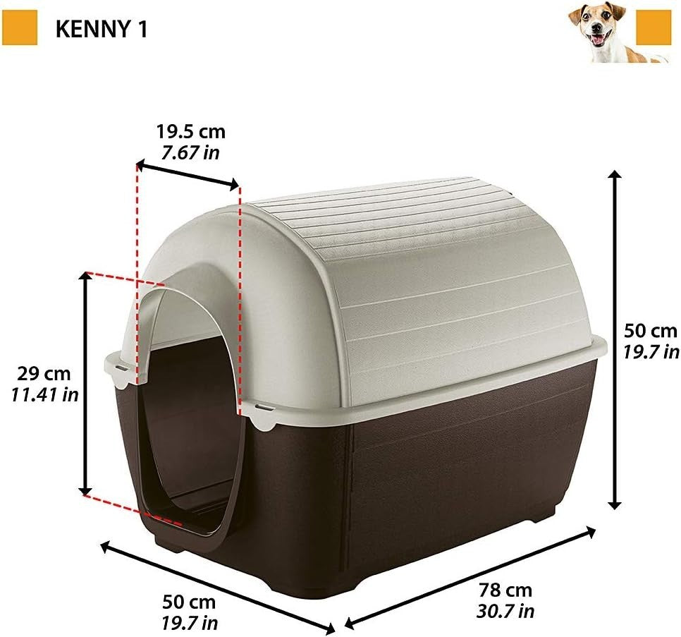 Outdoor Dog House Weatherproof UV-Resistant Resin Kennel 78x50x50cm