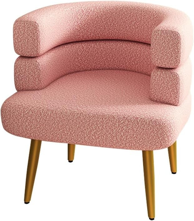Pink Faux Fur Sherpa Accent Chair Gold Legs Modern Tub