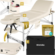 Portable 3 Zone Massage Table Foldable Aluminium Spa Beauty Bed 70cm Beige