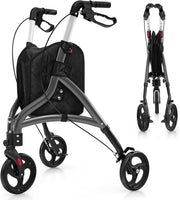 3 Wheel Folding Rollator Walker Lightweight Adjustable Mobility Aid