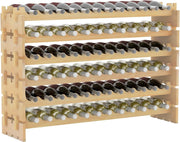 Large Wooden Wine Rack 72 Bottle Storage Shelf | Freestanding Stackable Pine
