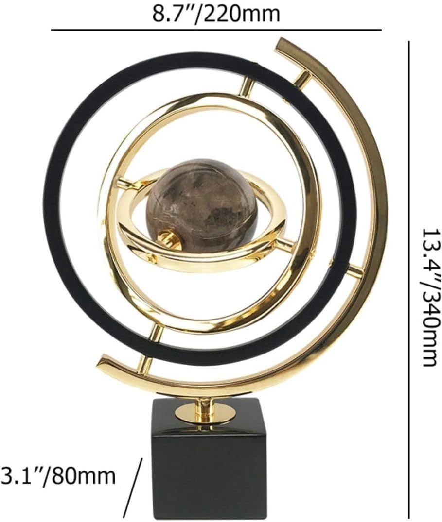 Modern Abstract Metal Globe Sculpture Ornament Luxury Art Deco Home Decor Black