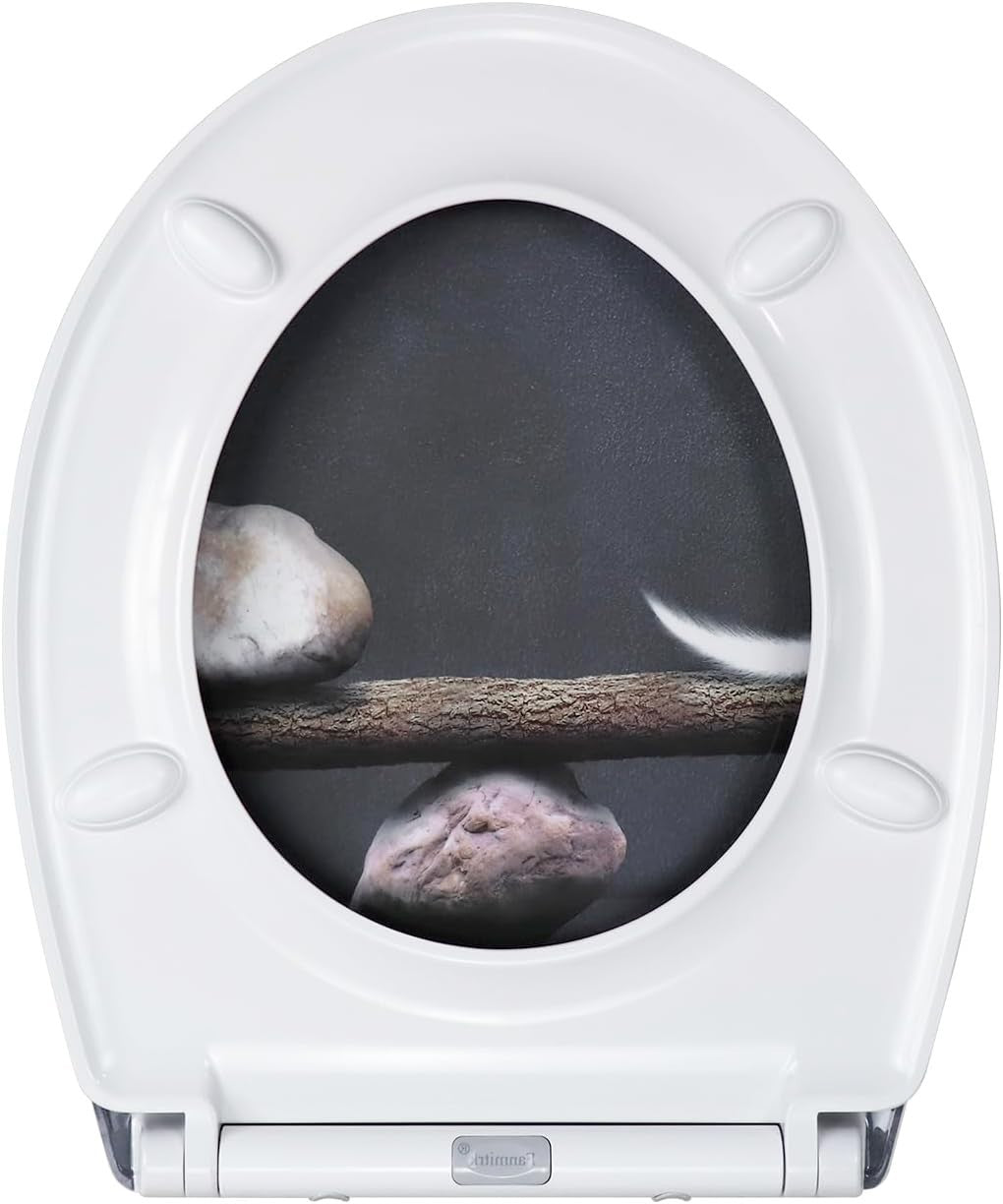 Smile Pattern Toilet Seat Soft Close Duroplast Quick Release Top Fix 45x37cm