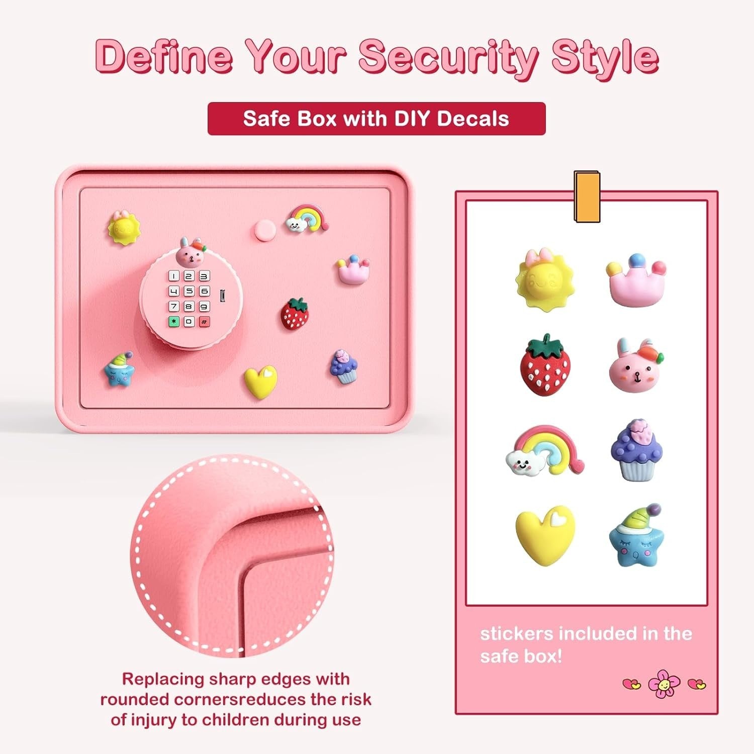 Kids Mini Safe Box Electronic Money Bank Keypad Lock Piggy Bank Pink
