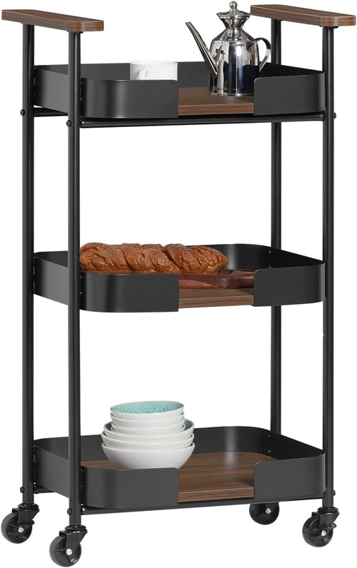 3 Tier Kitchen Serving Trolley Bar Cart Rolling Storage Handles Wheels