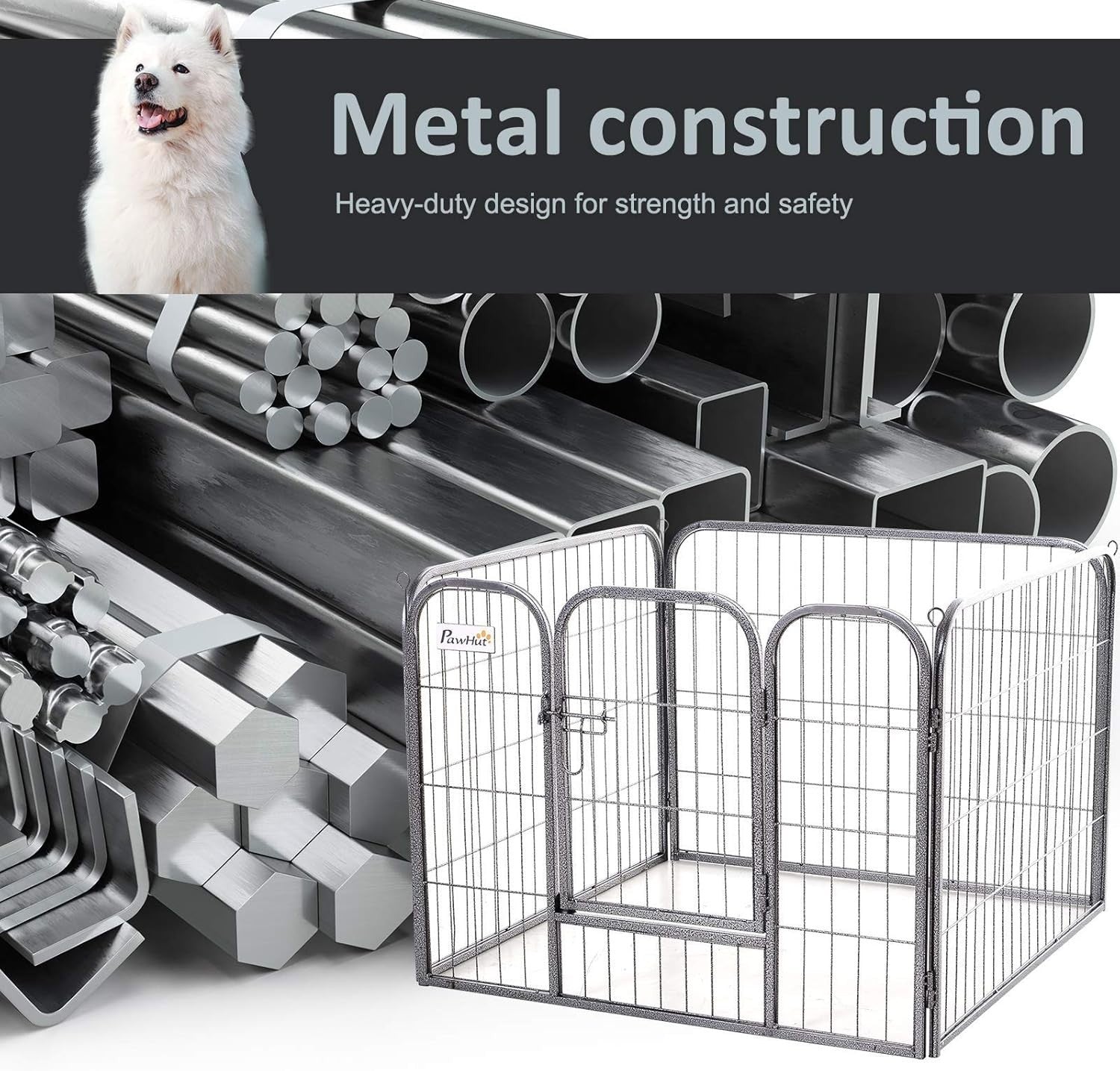 Heavy Duty Foldable Metal Pet Playpen 82x82x60cm Indoor Outdoor Kennel