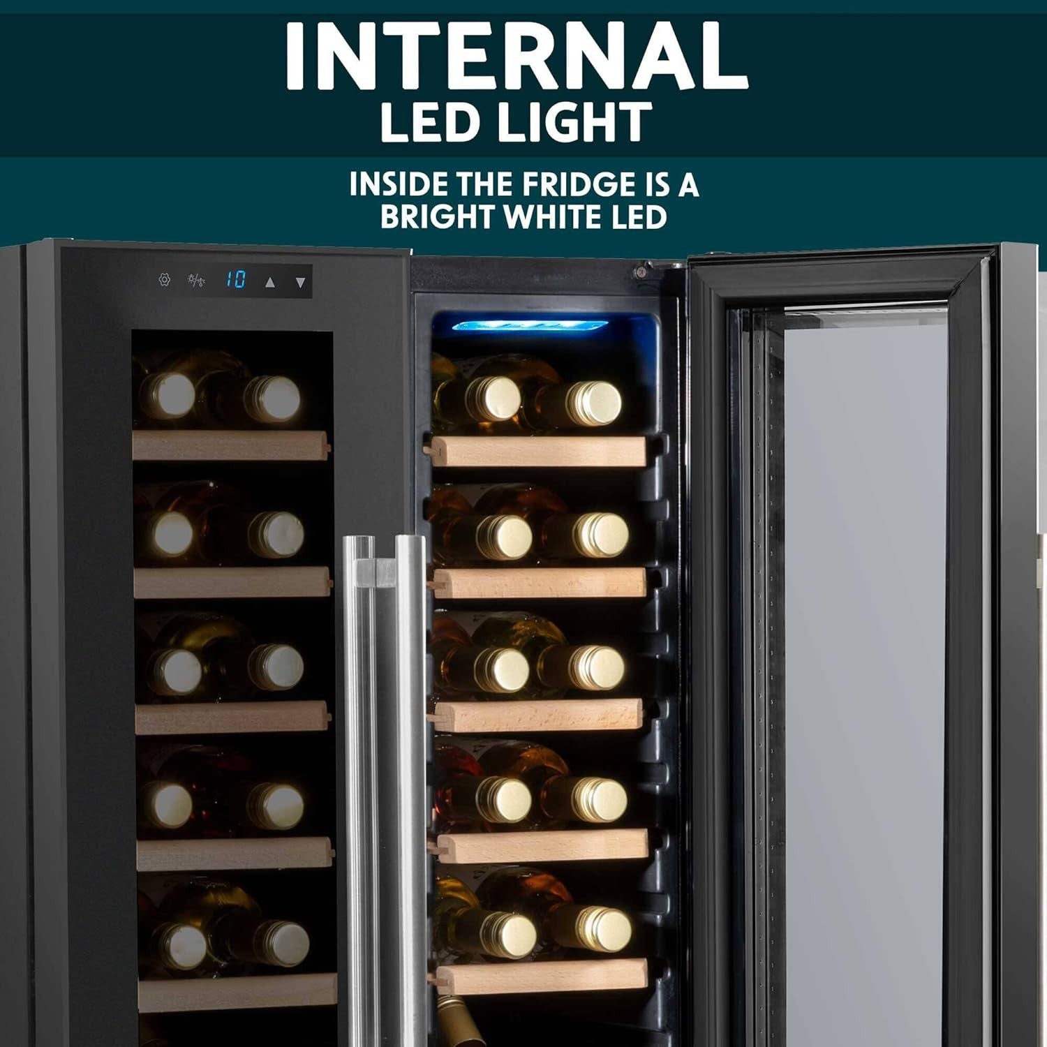 24 Bottle Dual Zone Wine Cooler Fridge Touch Screen LED Mirror Glass Doors
