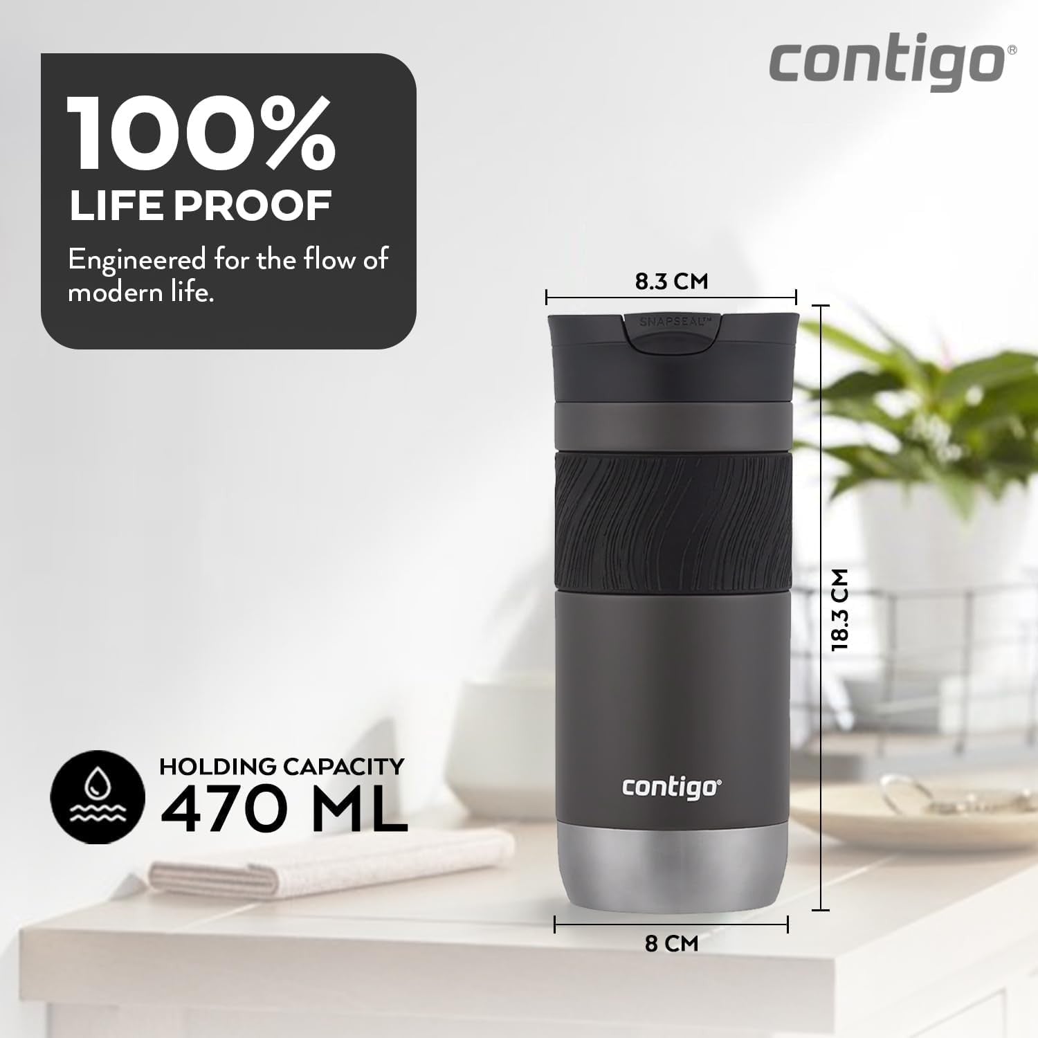 Stainless Steel Travel Mug 470ml Leakproof Thermal Coffee Cup