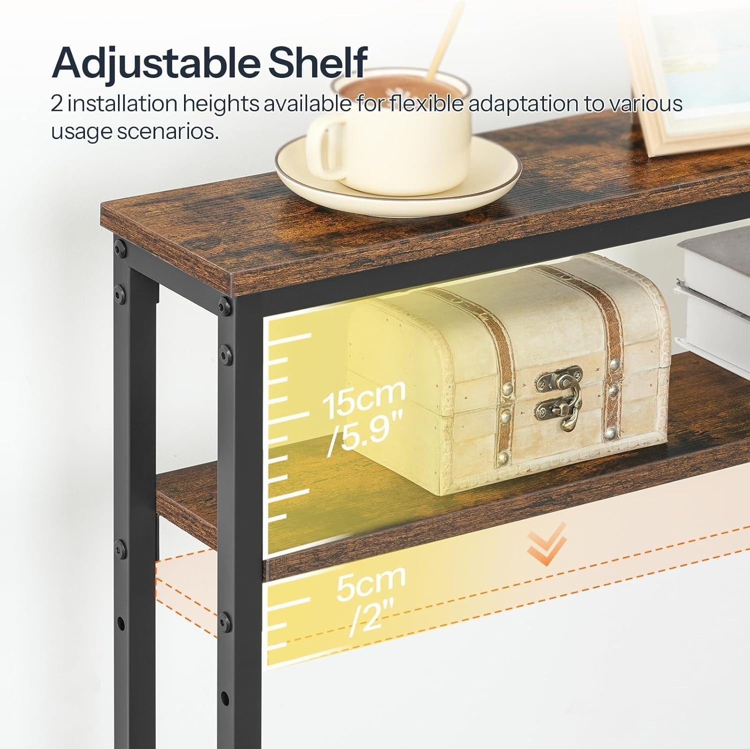 Slim Console Table 180x20x100cm Adjustable Shelf USB Charging Station